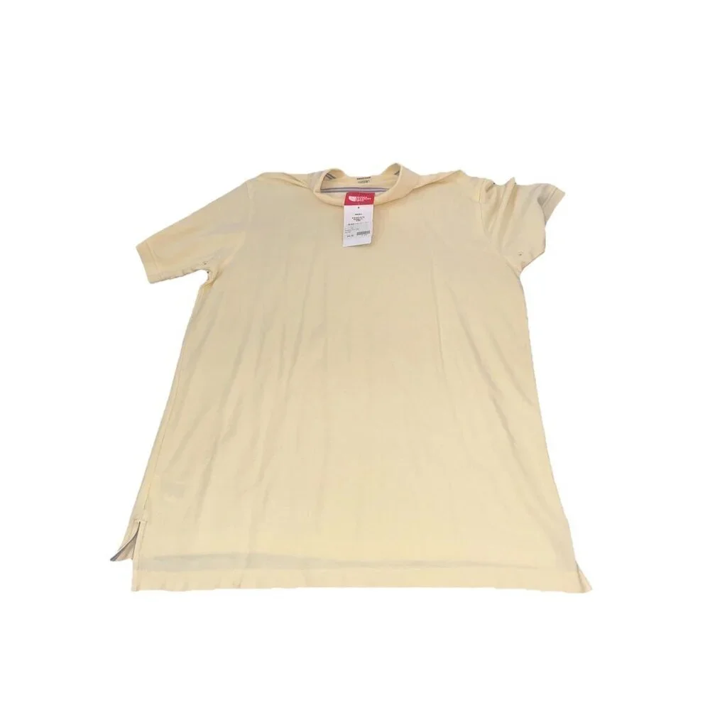 New North Face Mens Yellow Solid Short Sleeves Polo Shirt Xl